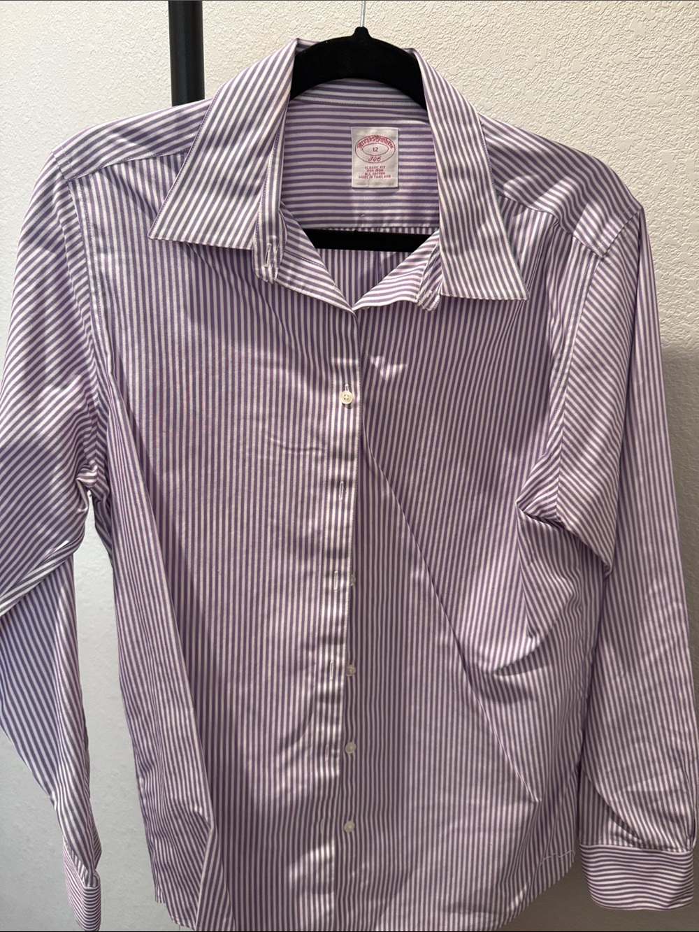 Brooks Brothers Purple and White Striped Button-Down Shirt